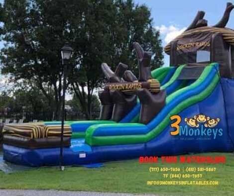 3 Monkeys Inflatables offers a wide range of bounce house rentals, water slide rentals, wet and dry slides, inflatables, and other party rentals throughout communities in Pennsylvania and Maryland