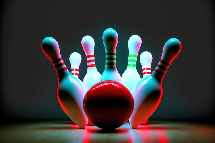 3d bowling ball and pins