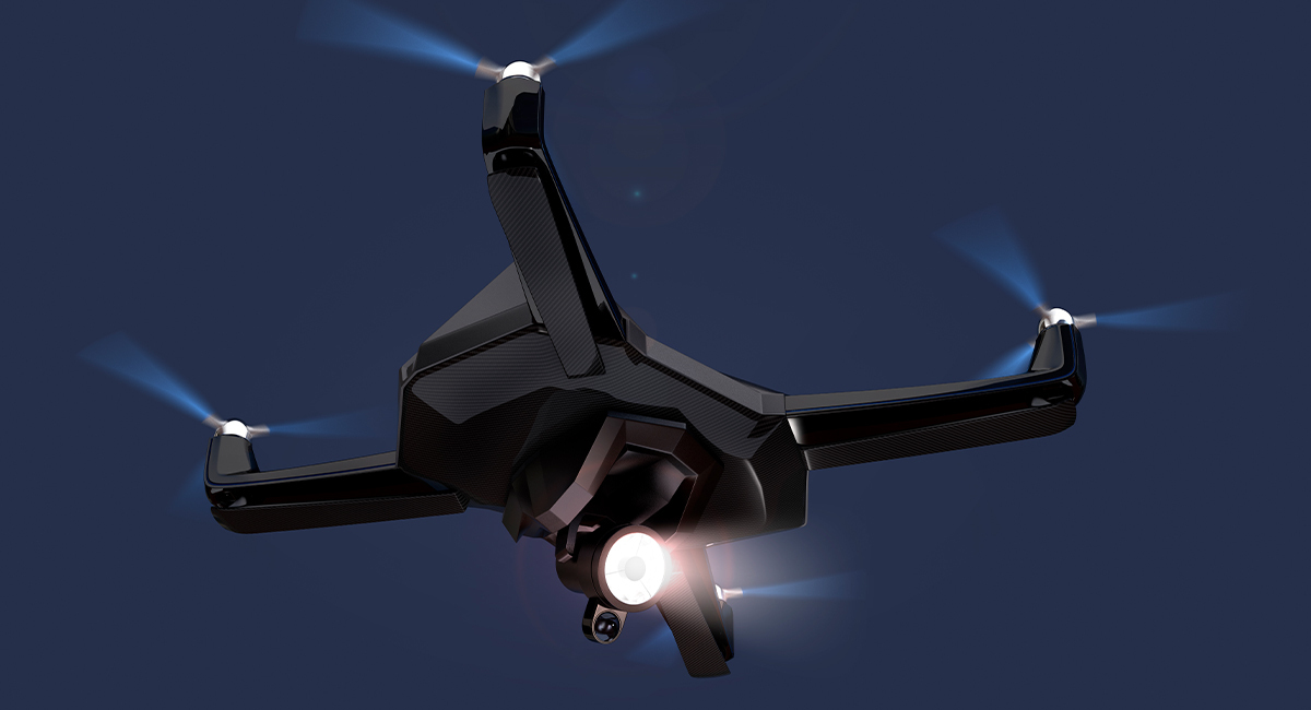 drone flying at night
