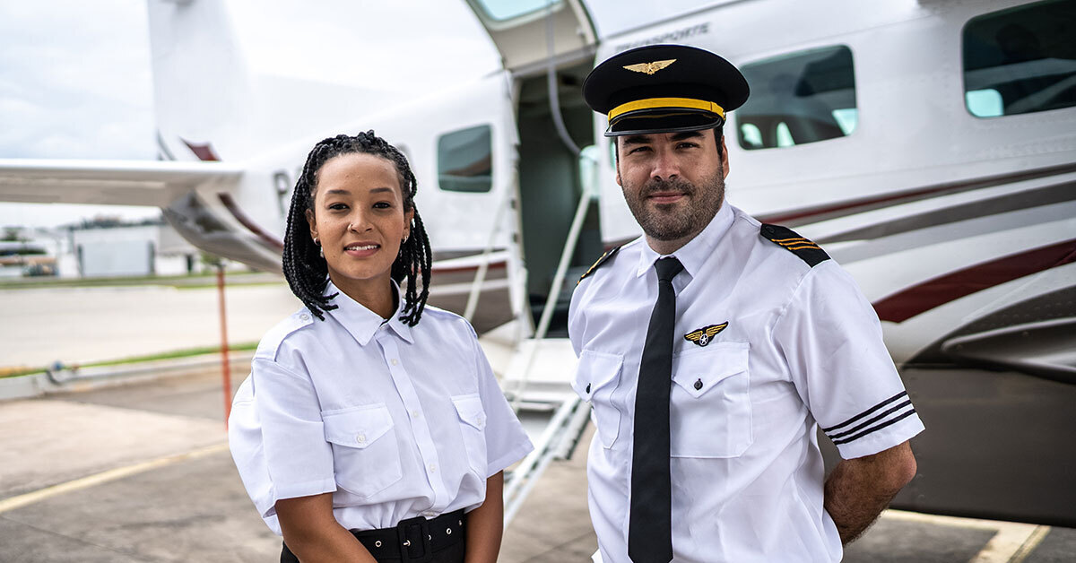 flight crew with aircraft